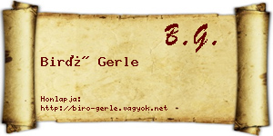 Biró Gerle névjegykártya